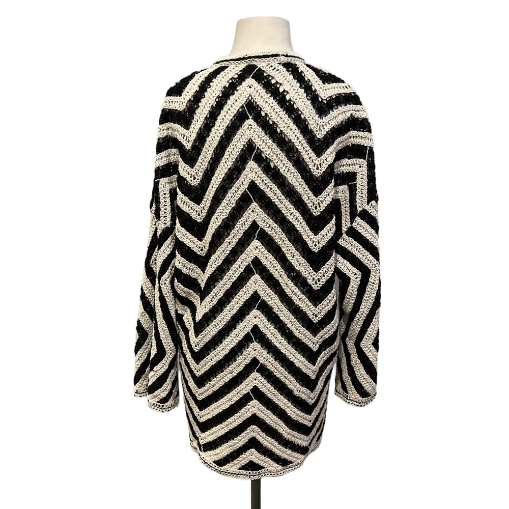 Zara Black and White Chevron Cardigan - Picture 4 of 7